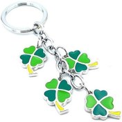 Resim Yonca Yapraklı Şans Sallantılı Metal Anahtarlık Yeşil-sarı 2 Adet 