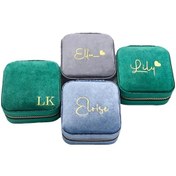 Resim Willowhaven Kişiselleştirilebilir Deri Mücevher Kutusu - Mavi F2 - İsim Yazılı Hediyelik Seyahat Organizer 