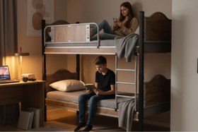 Resim Argimo İnci Genç Çocuk Odası Metal Ahşap Siyah Ranza ve Karyola - 90x190 