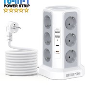 Resim 3 Katlı Çok Amaçlı Kule Priz, 12 EU ve 4 USB (2xUSB-C) Girişli, LED Gece Lambalı Uzatmalı, Şarj Cihazı ile Ev Ofis ihtiyaç İnternet Bağlantısınız 2 ürün 