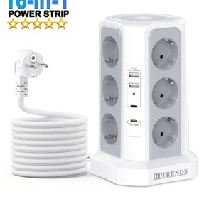 Resim 3 Katlı Çok Amaçlı Kule Priz, 12 EU ve 4 USB (2xUSB-C) Girişli, LED Gece Lambalı Uzatmalı, Şarj Cihazı ile Ev Ofis ihtiyaç İnternet Bağlantısınız 2 ürün 