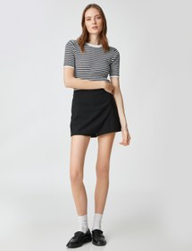 Resim Kısa Kollu Triko Kazak Bisiklet Yaka 