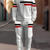 Resim Erkekler İçin Rahat Günlük Kıyafet Seti - Yumuşak Uzun Kollu Bisiklet Yaka Sweatshirt & Şık Baskılı Rahat Jogger Pantolon, Makinede Yıkanabilir, Kolay Bakım ve Günlük Rahatlık İçin Mükemmel 