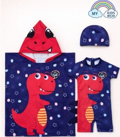 Resim My Kids Wear Erkek Çocuk Deniz Kombini 3’lü Set - Mayo, Havlu ve Bone 12579 