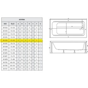 Resim Shower Artmına Düz Küvet 70*160 