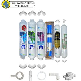 Resim Pemax Water Solutions Kapalı Kasa Su Arıtmaya Uygun Sertifikalı 6'lı Vontron 4000 TDS Mebran Purefer-B12 Alkali Set 