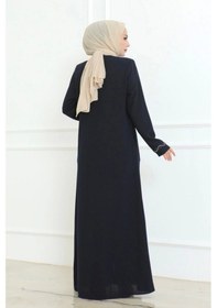Resim Nevayla Moda Büyük Beden Taş Detaylı Ferace Lacivert 