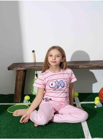 Resim Kız Çocuk Desenli Pembe Pijama Takımı-1259 Pembe 