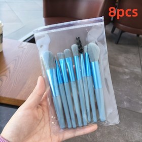 Resim 8 parça seyahat makyaj fırçası seti, fırça çantası, sentetik lifli yüz makyaj fırçası, gelin duşu hediyesi, bekarlığa veda partisi için özel yanak allık fırçası 