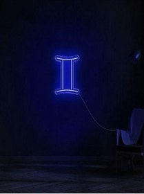 Resim BİZ BU İŞİN KEYİF KISMINDAYIZ İKİZLER Burcu Sembolü Pleksi Neon Tabela 