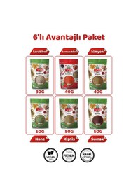 Resim 6 Lı Avantajlı Gurme Baharat Seti Karabiber30, Pul Biber40, Kimyon40, Nane50, Kişniş50, Sumak50 Gr 