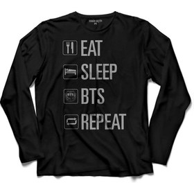 Resim Kendim Seçtim Eat Sleep Bts Repeat Only By Dexta Bangtan Boys Uzun Kollu Tişört Baskılı Çocuk T-Shirt 