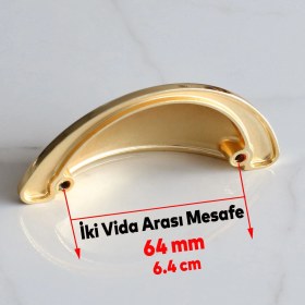 Resim Badem10 Yelken Midye Tas Çanak 64 mm Düğme Altın Gold Mobilya Mutfak Dolabı Çekmece Dolap Kulpları 