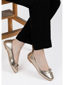 Resim Fiyonklu Kadın Balerin Babet Gold Dore 