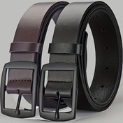 Resim LJSQ Erkek Sahte Deri Kemeri - Kare Alaşım Tokası ile Gündelik Giyim ve İş için Rahat Ayarlanabilir Uygunluk - 1 adet 