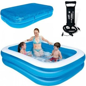 Resim Bestway 12819 - Jumbo Boy Dikdörtgen Şişme Aile Havuz Seti. Pompa Çok Renkli 