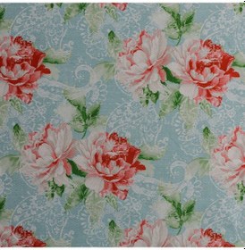 Resim Mint Zeminli Kiremit Yeşil Renkli Dokuma Dijital Baskılı Kumaş 