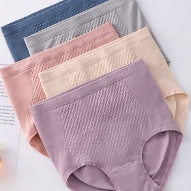 Resim Kadınlar için 5'li Paket Yüksek Bel Karın Kontrolü Şekillendirici Külot, Rahat ve Nefes Alabilir, Güçlü Göbek İnceltme ve Kaldırma Desteği, Çeşitli Pastel Renkler (Denim Mavi, Açık Gri, Şeftali, Lavanta), Rahat İç Giyim | Zarif İç Giyim | Esnek Kumaş, Karın Kontrolü İç Giyim 