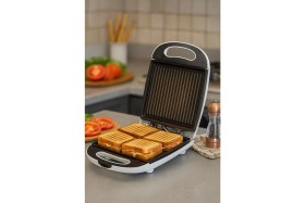 Resim Allians Pratik ve Şık Tasarımlı 1000W Beyaz Tost Makinesi 