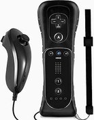 Resim Wii uzaktan kumanda ve Nunchuck Joystick yedek uzaktan kumanda Wii için silikon kılıf ve bilek kayışı Wii ile uyumlu, Motion Plus yok 