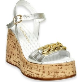 Resim Mammamia D24ys-1415z Dolgu Topuk Gümüş Kadın Sandalet Gümüş 