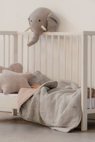 Resim Nevresim Gerektirmeyen Yıkanabilir Koza Bebek Yorganı Gri-Pembe 