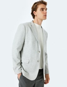 Resim Koton Slim Fit Pamuk Karışımlı Cep Detaylı Mono Yaka Blazer Ceket Gri 5sam50004hk Gri 