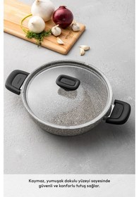 Resim Emsan Stone 7 Parça Granit Tencere Seti Gri 