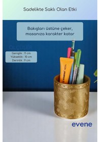 Resim Kalemlik Masa Kalemliği Organizer Kalemlik Altın Renk Model 82 Çok Renkli 