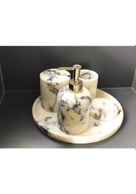 Resim Menekşe Mermer 5'li Banyo Seti Beyaz 