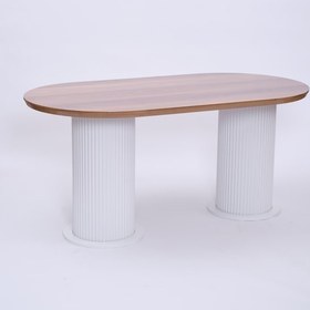 Resim Bohem Boyalı Highgloss Mdf Yemek Masası 90 170 Ceviz 