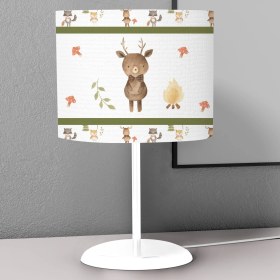 Resim instababyrooms Yeşil Çizgi Geyik Desenli Çocuk Odası Dijital Baskılı Çocuk Odası Masaüstü Abajur Avize 