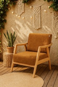 Resim Zem Favela Bohem Berjer Natürel Ahşap, Hardal 