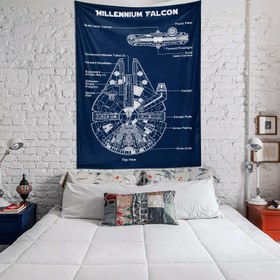 Resim Millennium Falcon Navy Blue Duvar Örtüsü - 60 cm x 90 cm 