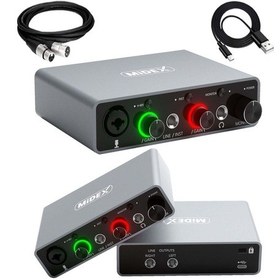 Resim Midex GLX-700GR XLR Üst Segment Usb Stüdyo Ses Kartı 2 Giriş 2 Çıkış 24bit/192kHz 