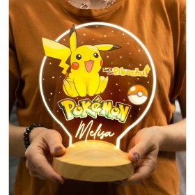 Resim Sevgi Lambası Pikachu, Pokemon Temalı Gece Lambası, Pikachu Kişiye Özel Masa Lambası, Pokemon Çizgi Film Karakteri, Nostaljik Lamba, Çocuk Odası Dekor Lamba 