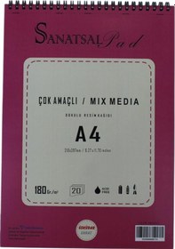 Resim Sanatsal Pad Çok Amaçlı Dokulu Resim Defteri A4 180gr 20 Yaprak Spiralli 