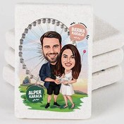 Resim Luna Park Çiftleri Karikatürlü Taş Buzdolabı Magneti 