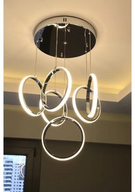 Resim 6'lı Modern Sarkıt Ledli Avize Gün Işığı - - Beyaz Işık / Siyah Siyah 