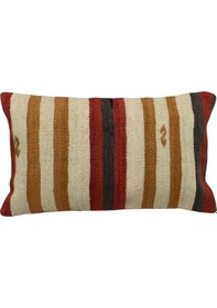 Resim Zehra Abla Halı Yeni El Dokuma Dekoratif Lumbar Kilim Kırlent Yastık Kılıfı 6593 Çok Renkli 