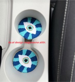 Resim AKBAŞ DESİGN Punch Nakışı 2li Araba Bardak Altlığı / Car Coaster 