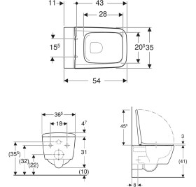 Resim Geberit Icon Square Beyaz Asma Klozet Seti 501.671.00.1 