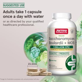 Resim Jarrow Formulas, Vegan Saccharomyces Boulardii Probiyotik + Prebiyotik MOS, 5 Billion CFU, 90 Veggie Caps 
