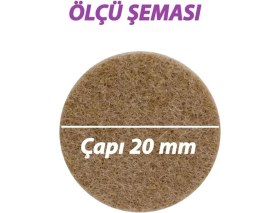 Resim Yapışkanlı Yuvarlak Keçe Masa Sandalye Parke Zemin Ayak Koruyucu Kaydırmaz 20 mm Keçesi (50'li Paket 