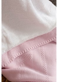 Resim Toffy Toz Pembe Harf İşlemeli Örgü Bebek Battaniyesi 100x100 Pembe 