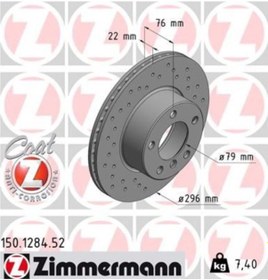 Resim Bmw E39 Delikli Ön Disk Takım 150.1284.52 Zımmermann 34116767061 Ön-takım 
