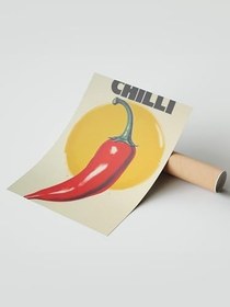 Resim Zestia Çerçevesiz Poster, CHILLI Biber Tipografi Çizimi, Genç Odası Dekoru Poster No: 109576 21 x 30 