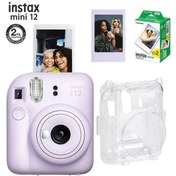 Resim Fujifilm Instax Mini 12 Fotoğraf Makinesi-20li Film-Şeffaf Pleksi Kılıf ve Fotoğraf Çerçevesi Seti 1 Mor 