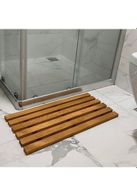 Resim Reyo Ahşap İpli Banyo Paspası, Bahçe Balkon Paspası 40x50cm Kahverengi 