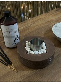 Resim Dekoratif Bio-fire V2 Kahverengi Masaüstü Şömine + 1 Lt Bio-ethanol Yakıt 